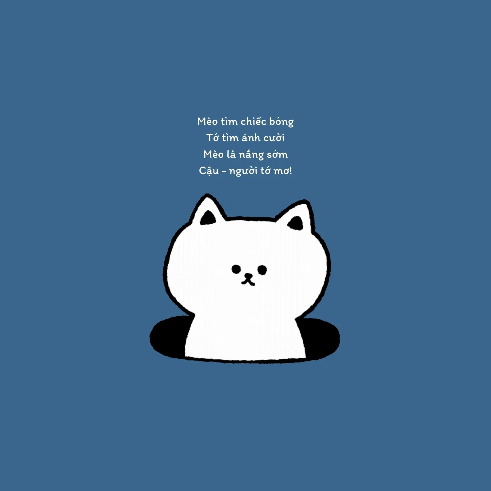 Ảnh động của một chú mèo kèm theo câu nói dễ thương dùng để đăng tải trên Facebook